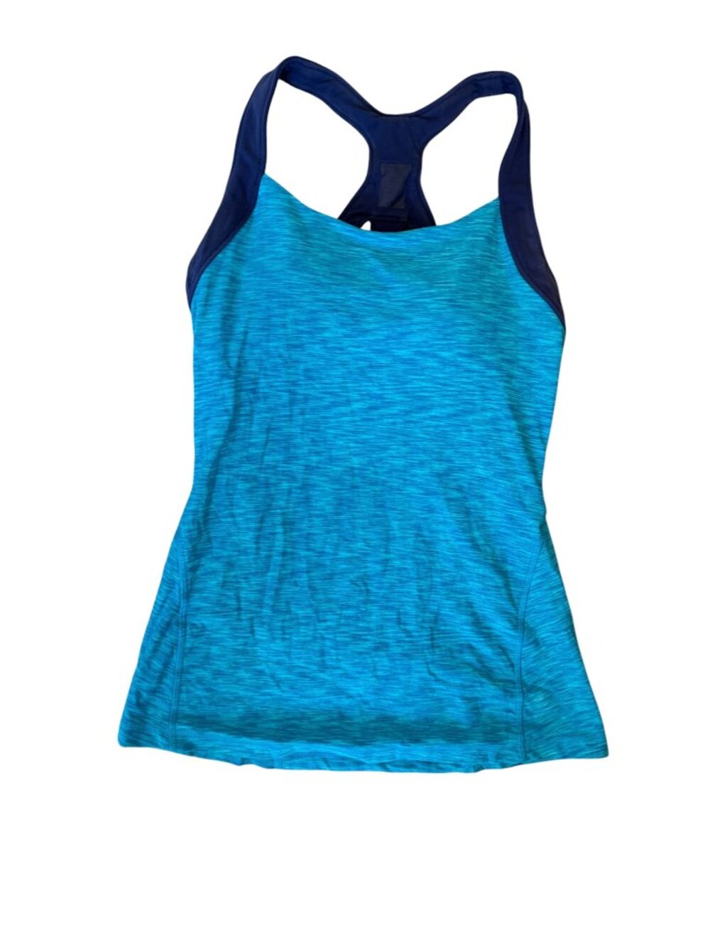 Lucy Blue Racerback Tank Top with Shelf Bra and Key Pocket | ~Small